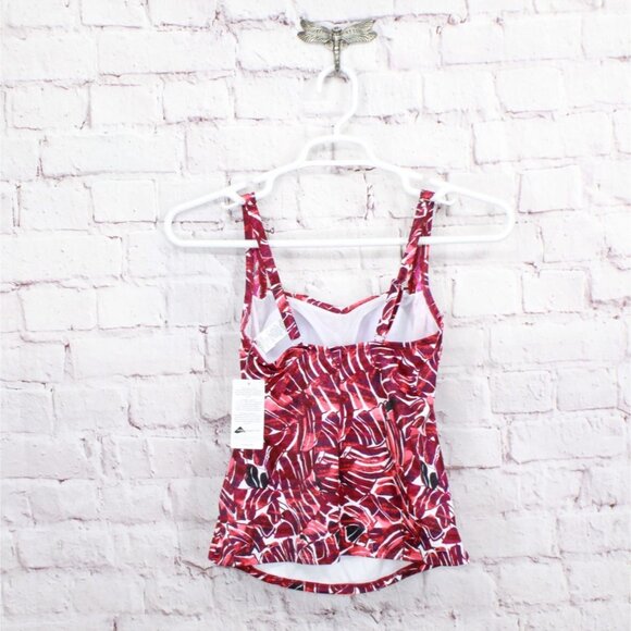 L.L. Bean Mix Match Swimwear Squareneck Tankini Red Geometric Print 6 - Picture 9 of 10